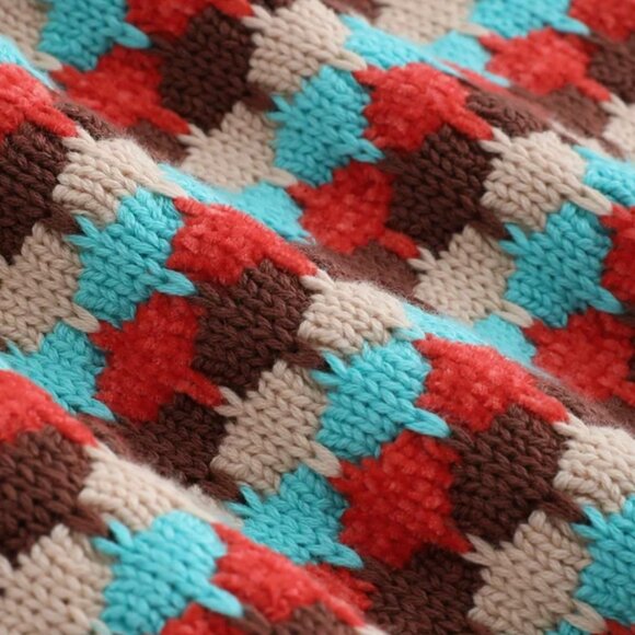 Cider 70s Retro Knit Pattern Cropped Bell Sleeve Sweater - Picture 5 of 9